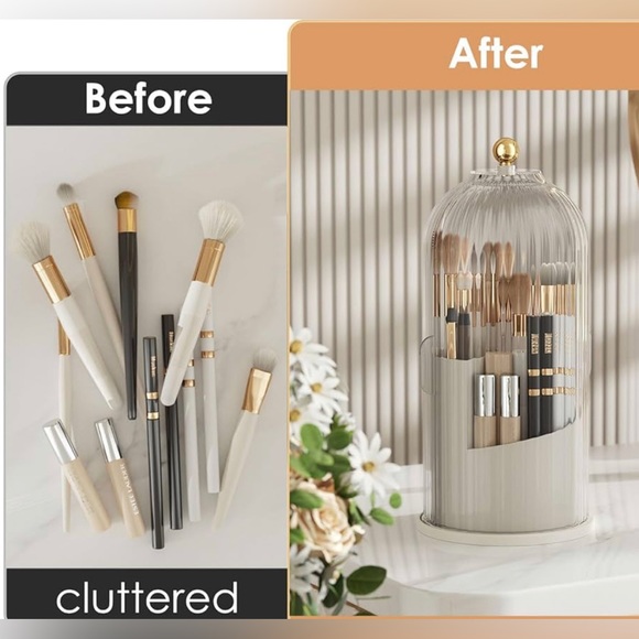 NWT Makeup Brush Holder Organizer with Lid,360 Rotating Dustproof, MULTI COLORS - Picture 6 of 9